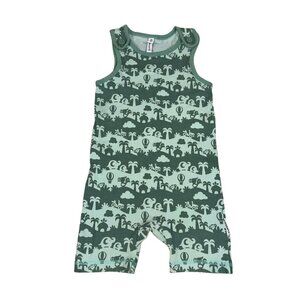 Maxomorra Playsuit Jumper Safari Elephants Green Size 74/80 9-12 Months